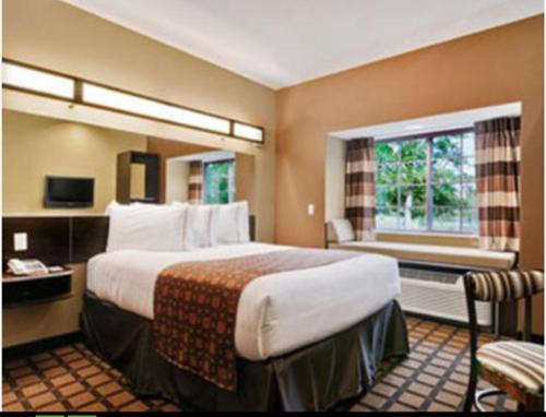 a hotel room with a large bed and a window at Microtel Inn & Suites by Wyndham Ozark in Ozark