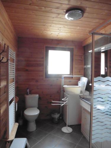 a bathroom with a toilet and a sink at Gîte le Clapier in Theys