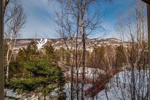 a view of a snow covered mountain from a window at Tremblant Les Eaux by Rendez-Vous Mont-Tremblant in Mont-Tremblant