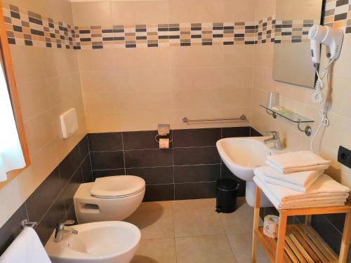 a bathroom with a toilet and a sink at Agriturismo Val Codera in Verceia