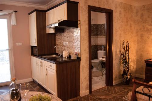 A kitchen or kitchenette at Apartmány Kord
