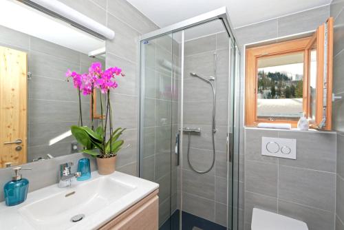 Koupelna v ubytování Hotel Edelweiss