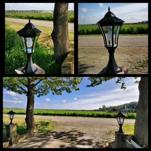 a street light next to a tree on a road at Bed & Breakfast Prins Hendrik (Zuidschermer) in Zuidschermer