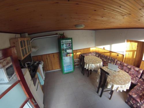 an overhead view of a restaurant with tables and chairs at Къща за гости с минерална вода "Терма Асклепий" in Kyustendil