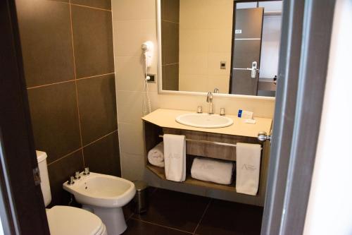 聖羅莎的住宿－尤利特聖羅莎酒店，一间带水槽、卫生间和镜子的浴室