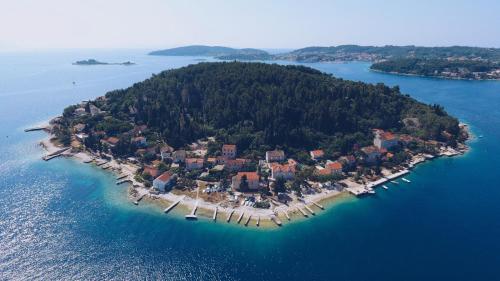 an aerial view of an island in the water at Vrnik Arts Club in Korčula