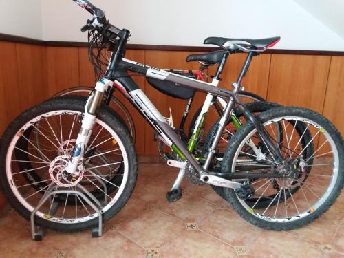 a bike is parked in a room at Hotel Zámeček Pod Hradem Starý Jičín 111 in Starý Jičín