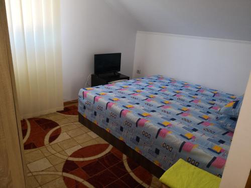 カリマネシュティにあるCasa de vacanta Laurentiuのベッドルーム(ベッド1台、テレビ付)