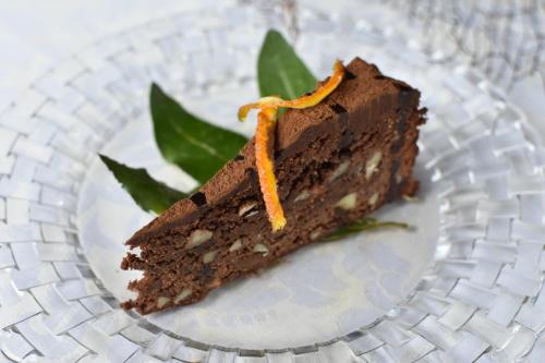 a piece of chocolate cake on a white plate at White House Sarajevo in Sarajevo
