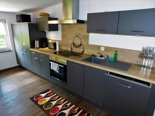 a kitchen with a sink and a counter at Palatium Bad Ems in Bad Ems