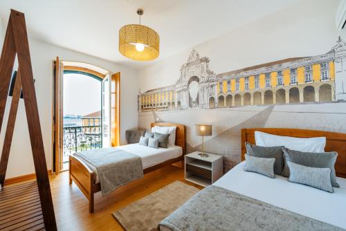 Postel nebo postele na pokoji v ubytování Varandas de Lisboa - Tejo River Apartments & Rooms