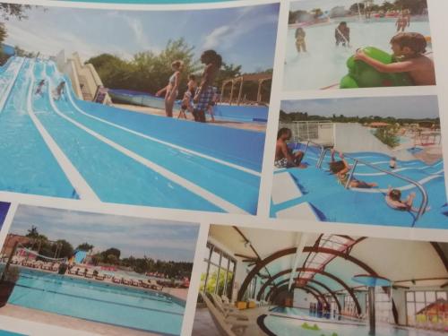 a collage of photos of a water park at Mobilhome LAME in Gastes