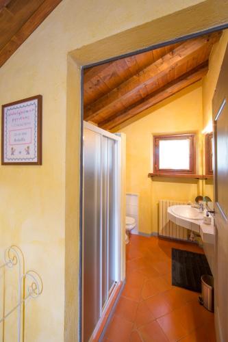 a bathroom with a sink and a toilet at VIOLINA casa vacanze in Pettenasco