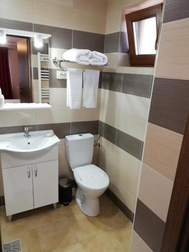 a bathroom with a toilet and a sink at Casa Daomi in Deva