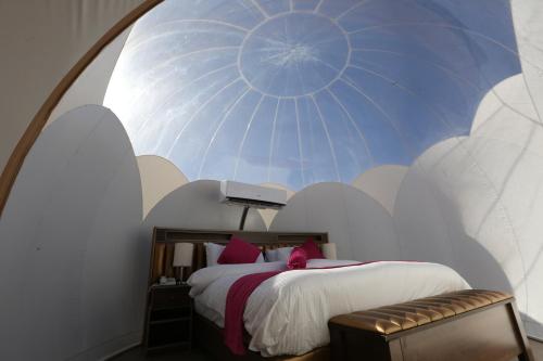 Letto o letti in una camera di Wadi Rum Bubble Luxotel