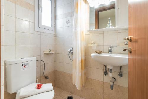 a bathroom with a toilet and a sink at Domus Lukas Apartments in Marathias