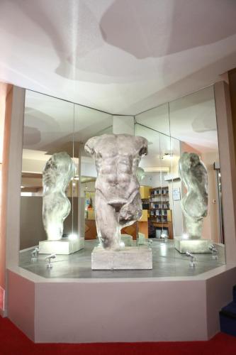 a statue in a display case in a museum at LES TERRASSES DE BORDA*** in Dax