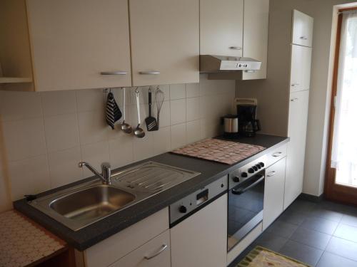 a kitchen with a sink and a counter top at Hörtmairhof in Campo Tures