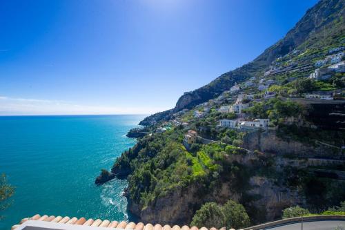 a view of the amalfi coast and the ocean at Villa Lauro Old Chapel in Amalfi