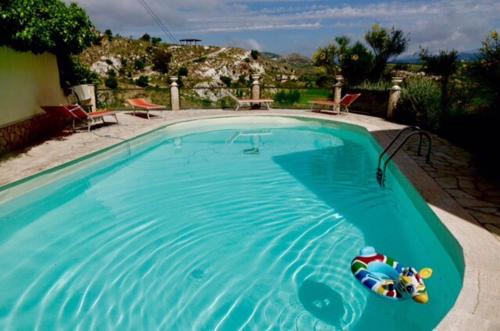 a swimming pool with a toy in the water at Ciuci's Manor in Aragona