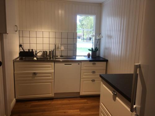 a kitchen with a sink and a counter top at EFS Höllviksstrand in Höllviken