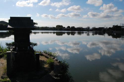 a large lake with clouds in the water at Kyoto Utano Youth Hostel in Kyoto