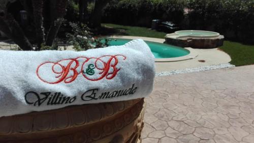 a towel with the words anaheim emmet written on it at Villino Emanuele in Santa Marinella