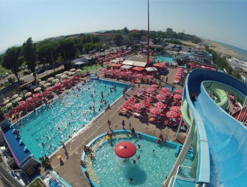 an aerial view of a swimming pool at a resort at Hotel Sabrina in Riccione