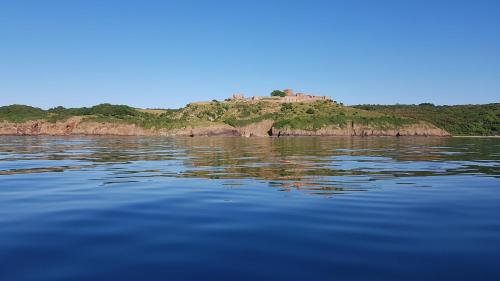 an island in the middle of a body of water at Sænehus Husmandssted in Allinge