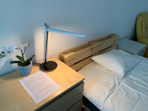 Ένα ή περισσότερα κρεβάτια σε δωμάτιο στο Apartamenty EXPO Nadarzyn 3Rooms