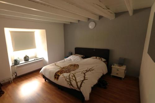 a bedroom with a bed and a window at La ferme de Bertogne in Bertogne