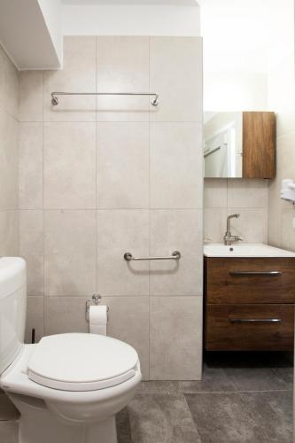 a bathroom with a toilet and a sink at Kritikies Kydonia in Pitsidia