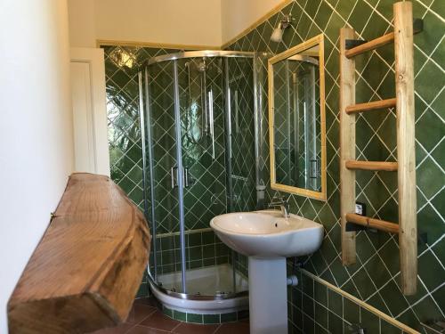 a bathroom with a sink and a shower at Borgo Eleatico in Casal Velino