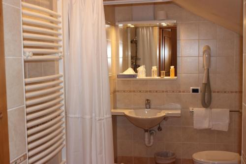 Ett badrum på Hotel Rosalpina