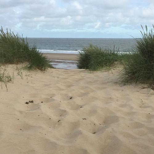 a sandy beach with the ocean in the background at B&B Grain de Sable in Knokke-Heist