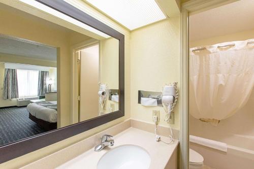 uma casa de banho com um lavatório e um espelho em Quality Inn & Suites Civic Center em Florence
