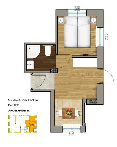 a floor plan of a tiny house at Dom Piotra in Goniadz