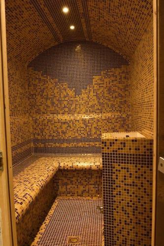 a tiled showerificialificialificialificialificialificialificialificialificialificialificialificial at Family Hotel LILI in Bansko
