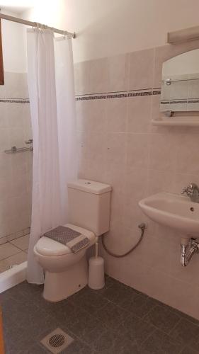 a bathroom with a toilet and a sink at Andreas Studios in Pefki Rhodes