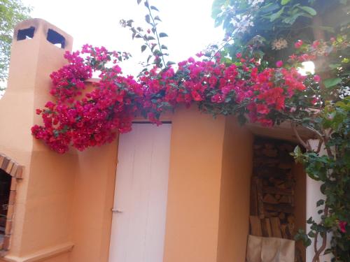 a white door with flowers on the side of a building at Maison de Pêcheur in Toulon