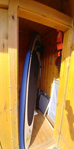 a blue and white appliance sitting inside of a house at Haus Herrensee Litschau in Litschau