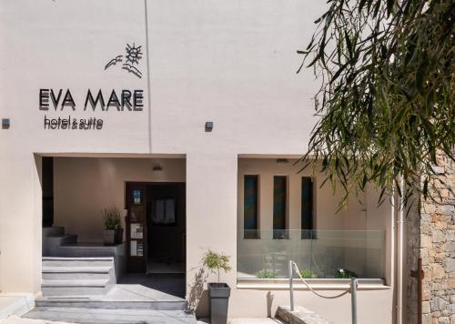 a building with a sign that reads eva mare healthcare at Eva Mare Hotel & Suites - Adults only in Agia Pelagia