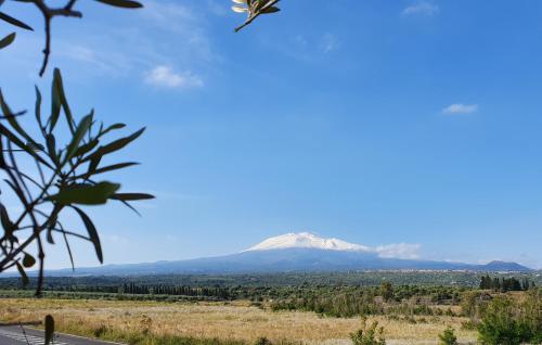 a view of a snow covered mountain in the distance at Villa Antonella in Carlentini