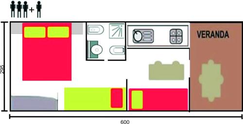 a floor plan of a small house at Camping Lacona in Capoliveri