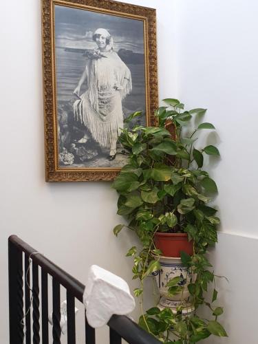 a picture of a woman on a wall with a plant at Hotel Segles - Turismo de Interior in Campos