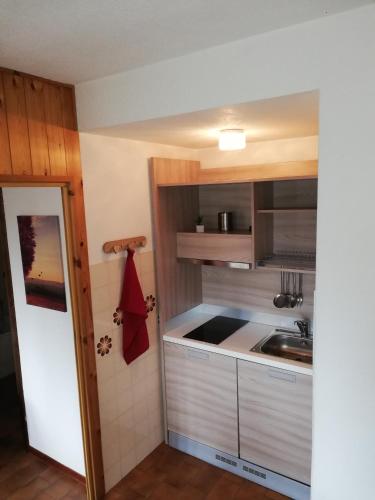 a small kitchen with a sink and a stove at Ski-Garden in Mezzana