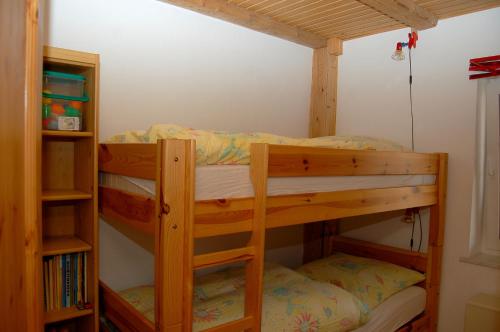 Etagenbett mit 2 Etagenbetten in einem Zimmer in der Unterkunft Fewo Mühlehof in Königshain