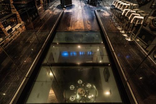 an overhead view of a glass floor in a building at Malmaison Aberdeen in Aberdeen