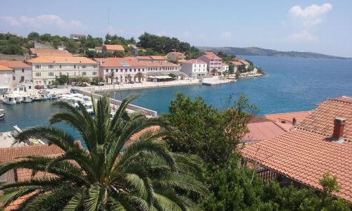 a view of a harbor with boats in the water at Villa Carmen in Sali