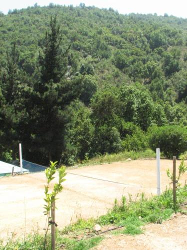 an empty parking lot in front of a mountain at Refugios Olmue Santa Teresa in El Maqui